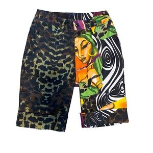 Rare Vintage Y2K Abstract Design Leopard FUBU Shorts SZ Small / Custo Barcelona